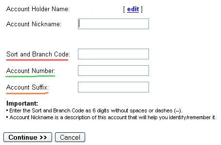 The adsense account information screen