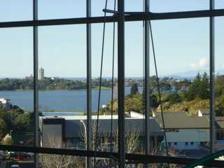 Looking out over Lake Pupuke and Auckland’s Waitemata Harbour