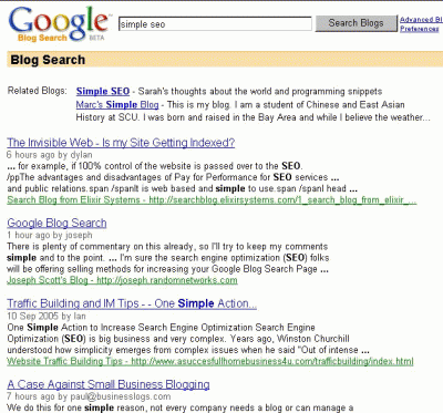 Google Blog Search for Simple SEO