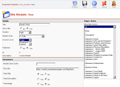 Using a News Feed with Joomla and Mambo