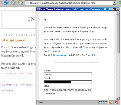 Austalian Blog Spammer